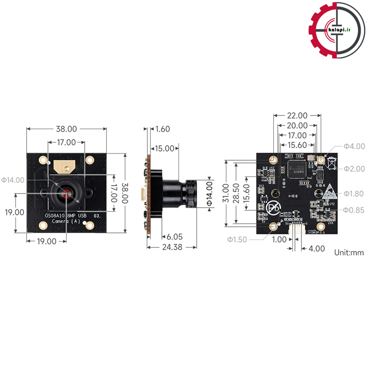 دوربین 8 مگاپیکسل OS08A10 مدل A با رابط USB