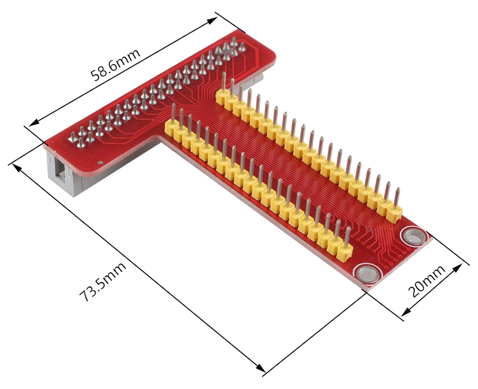  برد توسعه 40 پین GPIO رزبری پای(ابعاد) 